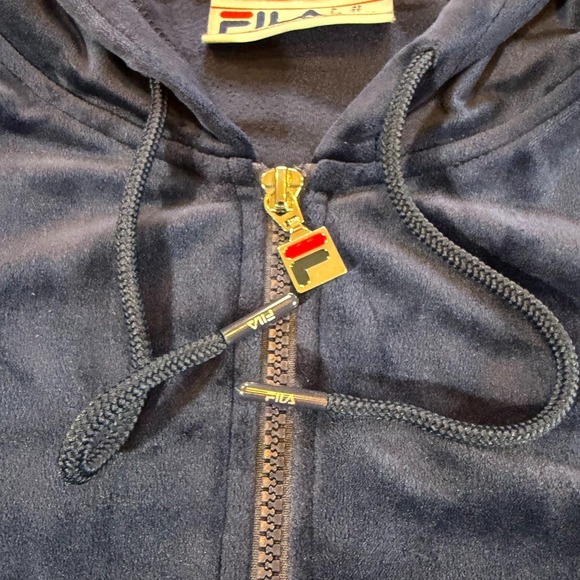 Vtg Y2K FILA Velour Track Suit Jacket Blue Stripe Zip Hoodie Mens XL 90s Hip Hop - Picture 6 of 8